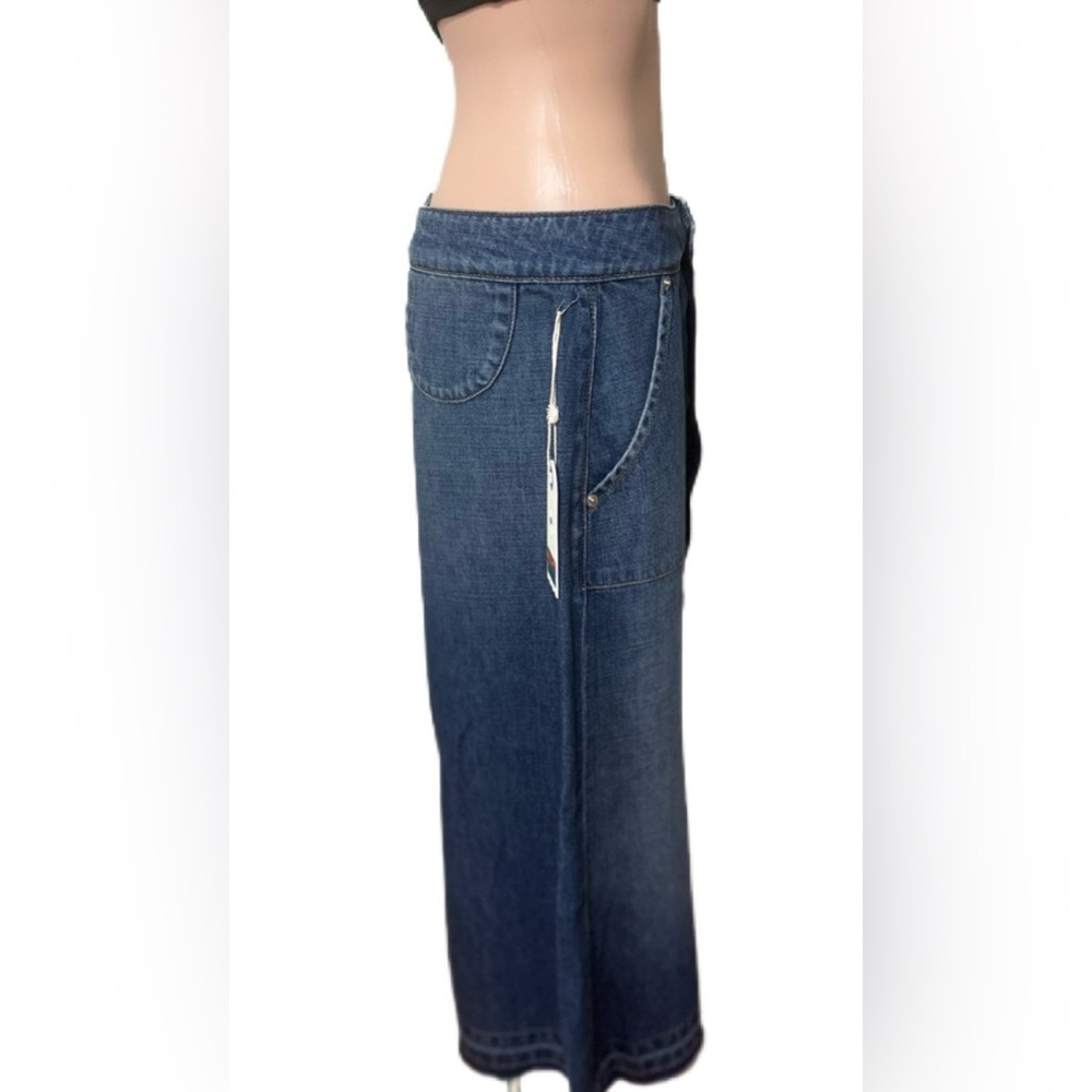 Daily Blue Skirt L Denim Midi Skirt Button Front Pockets Modest Jean Skirt NWT - Picture 3 of 11